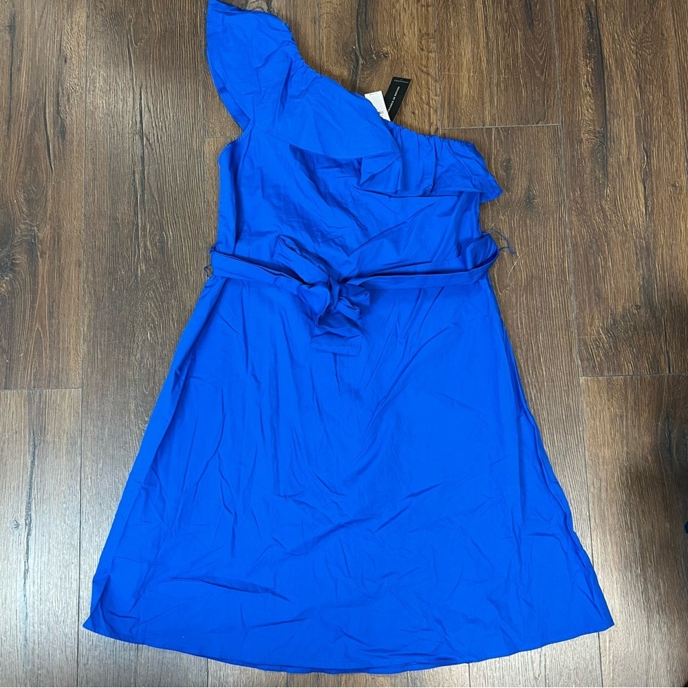 🆕 Banana‎ Republic blue one shoulder ruffle dress SZ SM - Picture 2 of 6